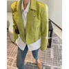 Raincoats 2023 Woman Green Moto Biker Zipper Faux Pu Leather Jackets Blazers Trench Coats Y2K kläder Rainrocks Overcoat Spring Za Stylish