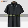 Men's Polos Men Polo Shirt Cotton Stretch Short Sleeve Summer Oversized 6XL 7XL 8XL Plus Size T shirts Black Loose Male Drop 230710