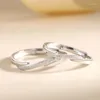 Cluster-Ringe aus echtem, zertifiziertem Sterling-925-Silber, Paar für Liebhaber, Männer und Frauen, originelles Design, einheitliches Schmuckgeschenk