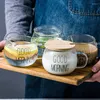 Tassen 1 stück Brief Transparente Glastasse Kreative Kaffee Tee Getränke Dessert Frühstück Milch Griff Trinkgeschirr Paar Geschenke