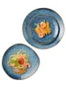 Plates Creative Japanese-style Disc Ceramic Western Shallow Plate Steak Breakfast Kiln Changed Retro Cold Dishes Set P