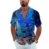 Men's Dress Shirts Men's Shirt Marine Life Printing Tees Beach Vacation Style Hawaiian Shirt Fashion Lapel Single-Breasted Leisure Short SleeveTops 230710