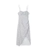 Casual Dresses 2023 Women Polka Dot Printed Tight Bodice Style Suspender Dress Summer Fashion Vacation Split Midi