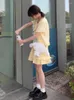 Jupes 2023 été Y2k fée gâteau Mini japonais Harajuku filles gothique doux Kawaii jaune robe de bal plissé court