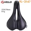 Selle per bici VELO VL-3147 Comfort PU Leather Steel Rail 273x179mm MTB Sella per bici da strada Cuscino per sedile per bicicletta unisex Accessori per ciclismo HKD230710