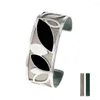 Bangle Cremo Luxury Love Cuff Bracciali per donna Acciaio inossidabile Foglia Smalto nero Manchette Gioielli in pelle intercambiabili