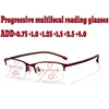 Occhiali da sole Occhiali da lettura multifocali progressivi per uomini d'affari Ultraleggeri di alta qualità 1.0 1.5 1.75 2.0 2.5 3 3.5 4