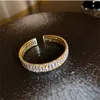 Catena FYUAN Bracciale con polsino in cristallo con zirconi dorati per le donne Braccialetti con strass geometrici Braccialetti Matrimoni Gioielli per feste 230710