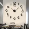 Relógios de parede 3D Relógio de parede Espelho Adesivos de parede criativos DIY Relógios de parede Design moderno Relógio de agulha de quartzo mudo reloj de pared Decoração da casa 230710