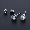 simple stud earring cute prong jewelry earrings studs for women six claw zircon white gold plated iced out cz cubic zirconia red blue pink piercing ear rings