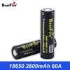 オリジナル BestFire 18650 電源バッテリー充電式リチウム電池 2600mah 3.7V