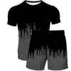 Trainingspakken heren 2023 3D-print korte mouw shorts tweedelig abstract geschilderd T-shirt pak en dames casual trend