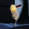 Spille SINZRY Accessorio per gioielli coreani CZ Micro Pave Feather Pin per donna