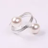 Elegant White Pearl Spring Napkin Ring Hotel Wedding Decor Metal Napkins Buckle Festival Party Banquet Table Decoration Supplies TH0925