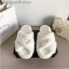 Designer Women Fur Slippers Warm Winter Wool Overlapping House Outside Show Style Splicing Autumn Slides Ladies Hollow Sandals Mid sole Thick Bottom T230710