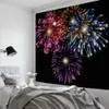 Tapisseries colorées feu d'artifice flamme impression fond noir tapisserie décoration mur tissu tapisserie tenture murale rideau chambre salon