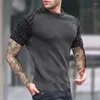 Men's T Shirts Vintage Print Short Sleeve Waffle T-Shirt Male Youth Summer Streetwear O Neck Pullover Slim Fit Tops Commuter Casual Tees