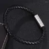 Charm Armbanden Eenvoudige 6mm Zwart/Bruin Gevlochten Armband Trendy Vrouwen Mannen Sieraden Persoonlijkheid Magnetische Gesp Klassieke Geweven Pulsera 409