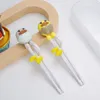 Chopsticks Cartoon Animal Head Children Eating Training Baby Safety Learning Reusable Tableware