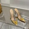 Gianvito Rossi sandálias mules chinelo panturrilha slides de couro estilete salto alto sem cadarço aberto bico quadrado feminino designer de luxo sapatos estilo rua fábrica bolsa de calçado