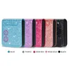 ZFlip5 Lace Flower Glitter PU Leather Wallet Cases For Samsung Galaxy Z Flip 5 4 3 Flip Cover Slot Card Pocket Fashion Luxury Sparkle Lady Women Folding Phone Pouch