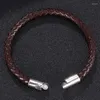 Bracelets porte-bonheur Simple 6mm Noir/Marron Tressé Bracelet À La Mode Femmes Hommes Bijoux Personnalité Boucle Magnétique Classique Tissé Pulsera 409