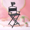 Camp Furniture Aluminum Frame Makeup Artist Director's Chair W Adjustable Head Rest Rose Gold Portable Professional Beauty