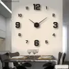 Wall Clocks 2022 Modern Design Large Wall Clock 3D DIY Quartz Clock Fashion Watch Acrylic Mirror Sticker Living Room Home Decoration Clock Z230712