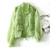 Costumes Rose Mince Crème Solaire Vestes Courtes Femmes Lâche Surdimensionné Blanc Manteau Sans Doublure Printemps Eté Vert Chaqueta Coréen Bomber Outwear