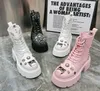 Kadın Ayakkabıları Moda Kadınlar Kalın Çıkarılmış Botlar Kama Topuk Dantel Dekoratif Gril Botlar Vulkanize Modern Botlar 35-40