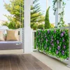 Decorative Flowers Artificial Garden Fence Ivy Balcony Privacy Screen Leaves With Violet Flower Bar Realistic Panel Outdoor Decoration