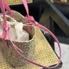 Rosa sugao dam axelväska crossbody väska handväskor lyx topp kvalitet halm handväska med stor kapacitet modedesigner shoppingväska AV-230706-135