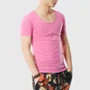 Costumes pour hommes A1428Sleeve Fashion Summer Top Tees Swag T Shirts Hommes Solid V Neck Designers