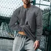 Men's Polos Fall 2023 Heavy Retro Amekaji Tough Guy Henley Shirt Long Sleeve T-shirt Bottoming Top
