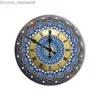 Relógios de parede Mandala Diamante Pintura Relógio 5D Metal Estanho Diamante Cruz Bordada Z230710