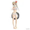 Action Figures Toy 23CM Figura Anime Meiko Facciamo ancora adesso Il nome di quel giorno Fiori Costume da bagno a pois bianchi Anello da nuoto in piedi