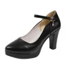 Geklede schoenen Pumps Zwart PU Plateau Hakken Dames Lente 2023 Enkele Puntige Ondiepe Gesp Modern Professioneel Sexy Kantoorkleding