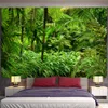 Tapestries Green Bamboo Forest Nature Tapestry Design Wood Grain Tapestry Forest Wall Hanging Living Room Decoration Home Decor Tree Wall R230710