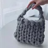 Chunky yarn knitted shoulder bag Thick bulky giant wool hand woven tote messenger bag