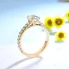 With Side Stones Kuololit Oval Cut Diamond Ring for Women Solid 10K 14K Yellow Gold Solitaire Engagement Wedding Gift Jewelry 230710