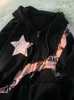 Womens Hoodies Sweatshirts Y2K Vrouwen Vintage Koreaanse Streetwear Zip Up Star Harajuku Rits Jassen Kpop Hip Hop Sweatshirt Tops Jassen Kleding 230710