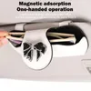 Interiörtillbehör Solglasögonhållare för bilbiljettfäste Penna Hängare Clip Läder Autoglasögon Organizer Box med magnetisk stängning