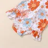 Roupa de banho feminina estilo maiô para meninas manga longa peça única floral infantil maiô franzido roupa de praia