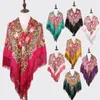 Foulards Femmes Fleur Impression Russe Châle Carré Écharpe Long Gland Mouchoir Surdimensionné Floral Palatine Wrap Cape Étole 135 135CM