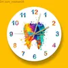 Wall Clocks Watercolor Tooth Painting Printing Wall Clock Clinic Wall Art No Tick Answer Wall Observation Orthodontic Dentists Z230711