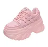 Women Chunky Sneakers Breathable Platform Sports Shoes Lace Up Thick Sole Casual Shoes Zapatillas Mujer Boots