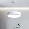 Pendellampor Nordic Modern LED Circle Lights Med APP Dimbar För Matsal Inomhus Sovrum Grå Hänglampa