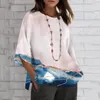 Camicette da donna Camicia di lino da donna Manica corta Girocollo Tunica allentata casual Top Sleep Top per cotone lungo