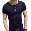Men's Suits H160 Fitness T-shirts Mens V Neck Man T-shirt For Male Tshirts M-4XL Solid Color Basic Top