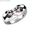 Wedding Rings Real 925 Sterling Silver Skull Open Ring suitable for women's hiphop rock style skull ring top quality exquisite jewelry new in 2022 Z230712